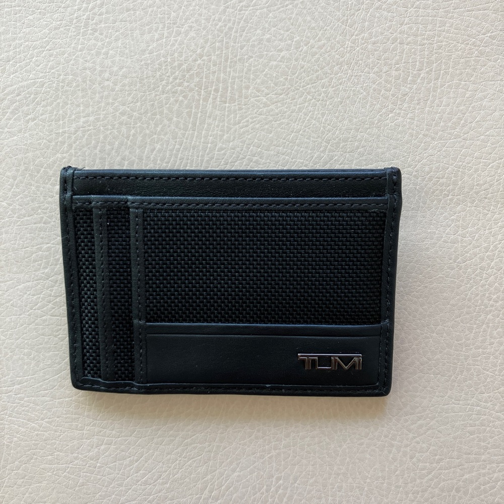 Tumi Black Money Clip Card Case